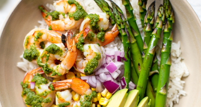 Yoga Retreat menu - Chimichurri Shrimp -