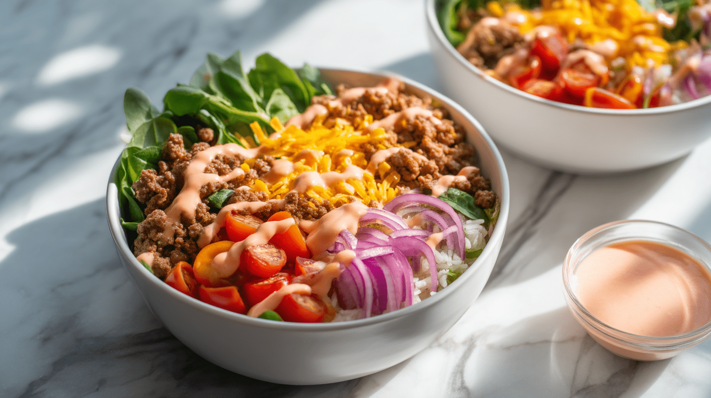 Big Mac Protein Bowl Recipe: 450 Cal, 30g Protein thumbnail