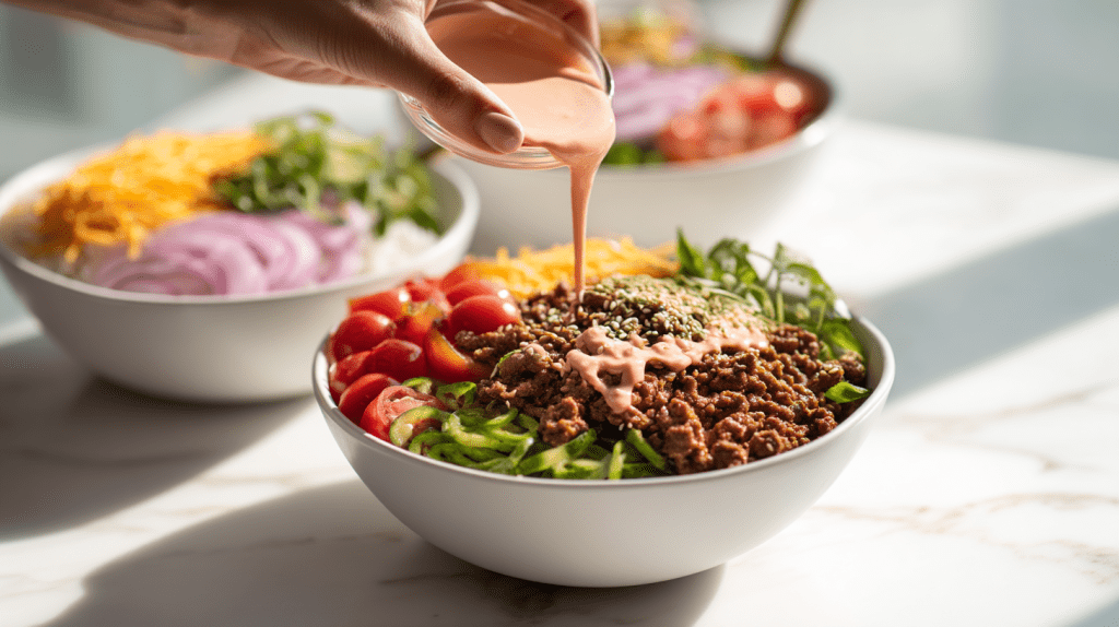 High Protein Ground Beef Big Mac Bowl