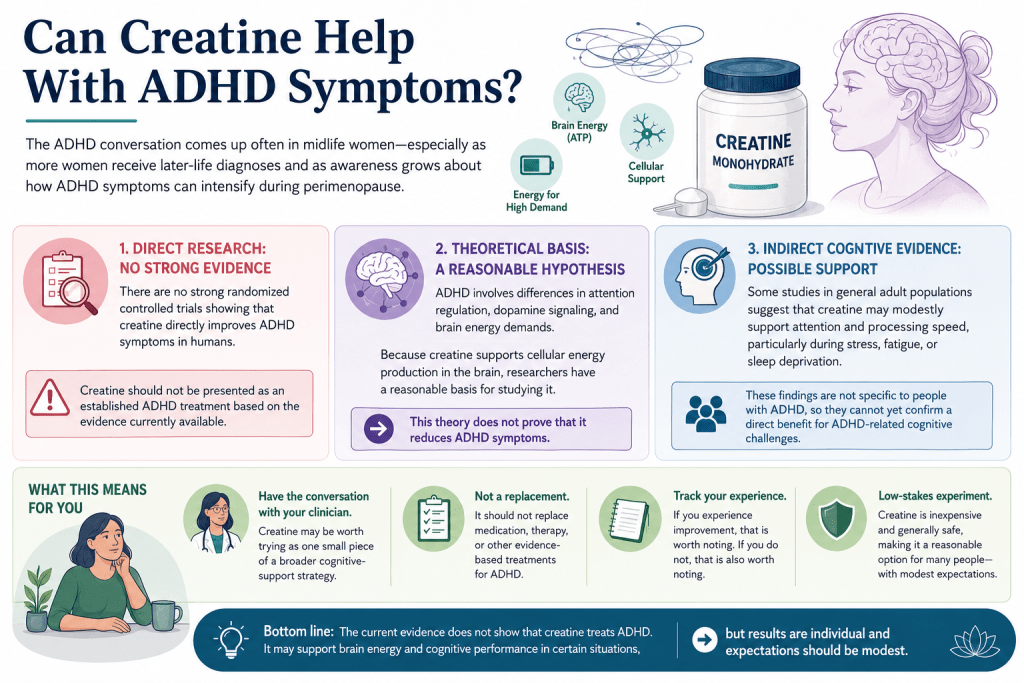 Creatine and ADHD symptoms infographic