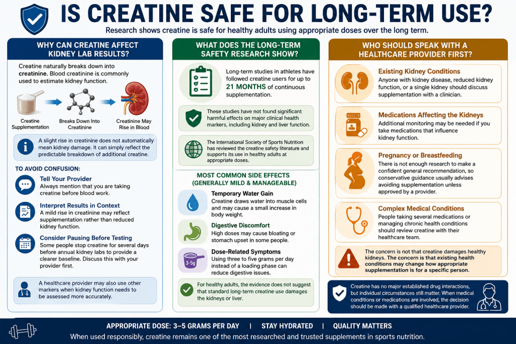 Creatine long-term safety infographic