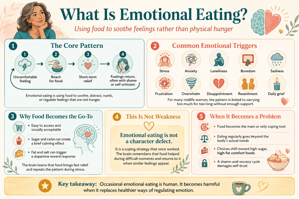 Emotional eating triggers, cycle, and warning signs.