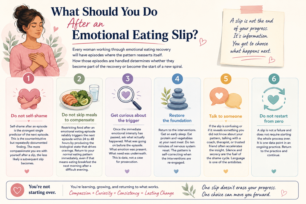 Six steps to recover after emotional eating.