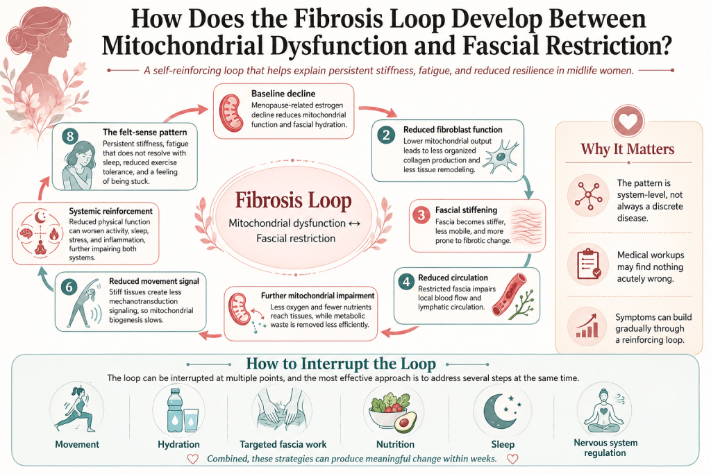 Fibrosis loop between mitochondria and fascia.
