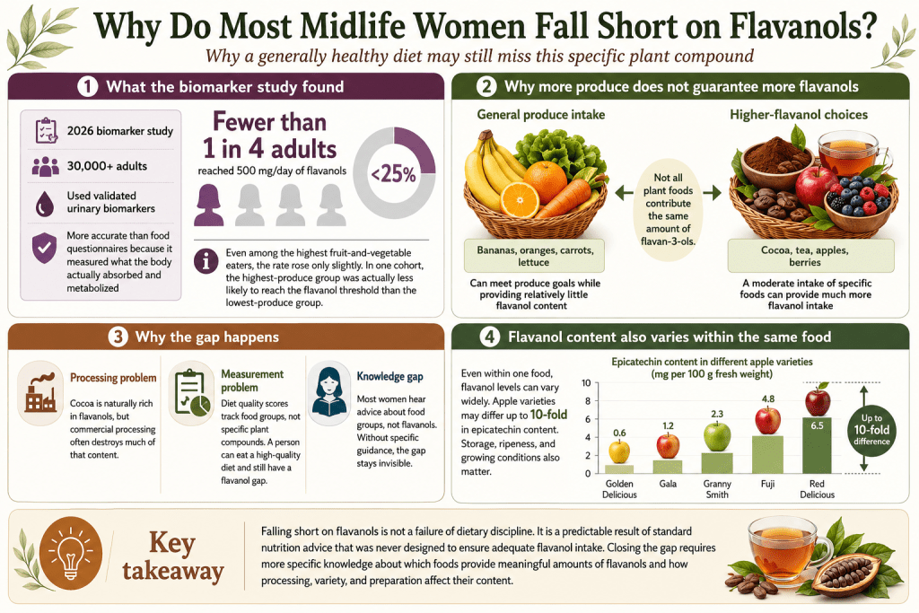 Why midlife women fall short on flavanols.