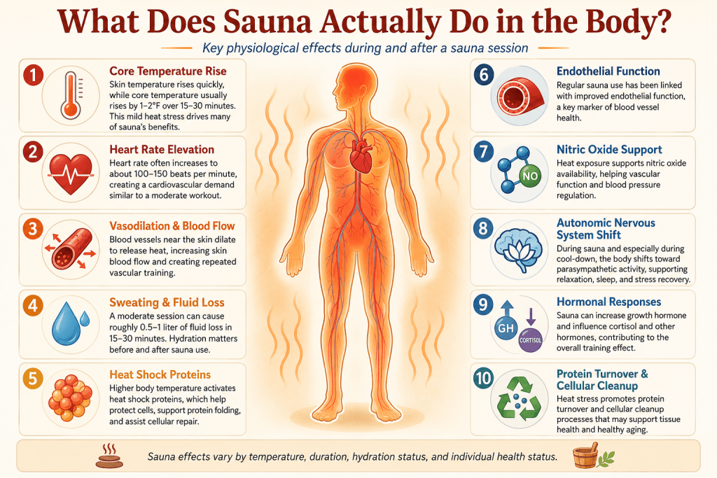 Sauna’s effects on the body infographic.