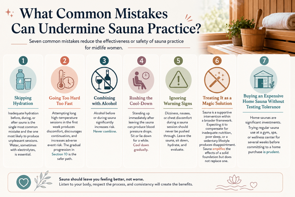 Common sauna mistakes to avoid.