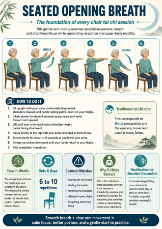 Seated Opening Breath chair tai chi infographic