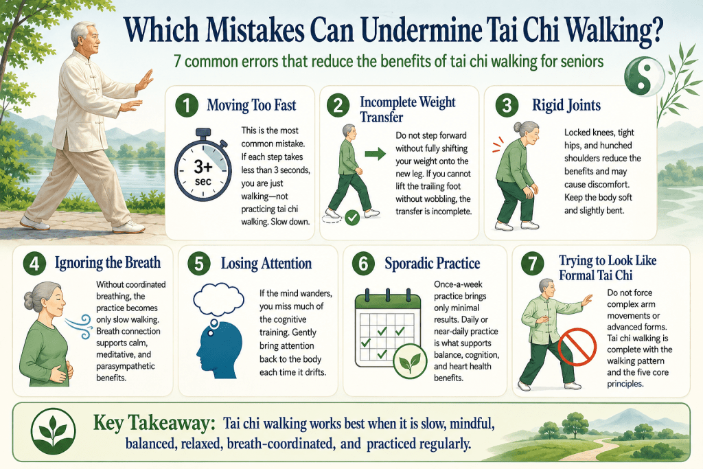 Common tai chi walking mistakes for seniors