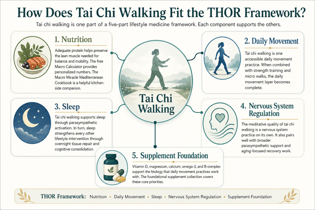 Tai chi walking within the five-part THOR framework.