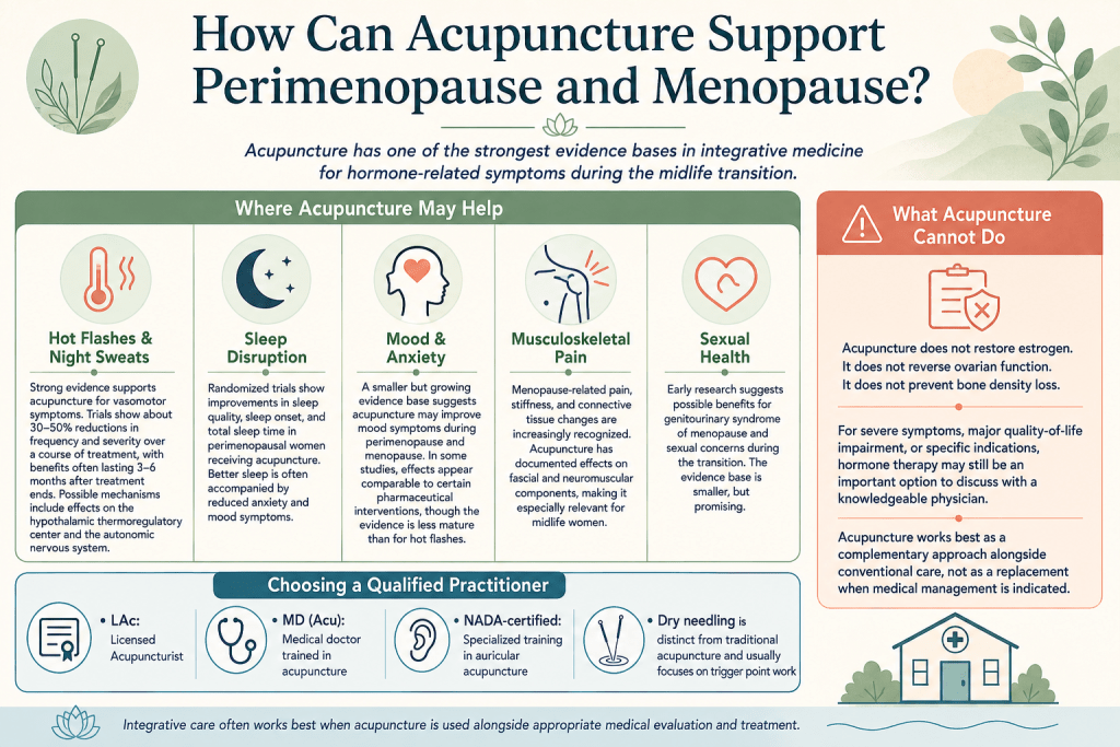 Acupuncture support for menopause symptoms.
