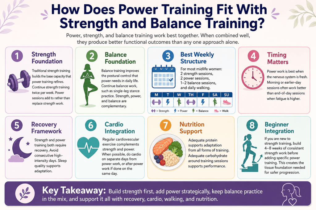 Power, strength, and balance training infographic.