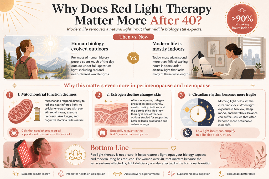Red light therapy benefits for women over 40.