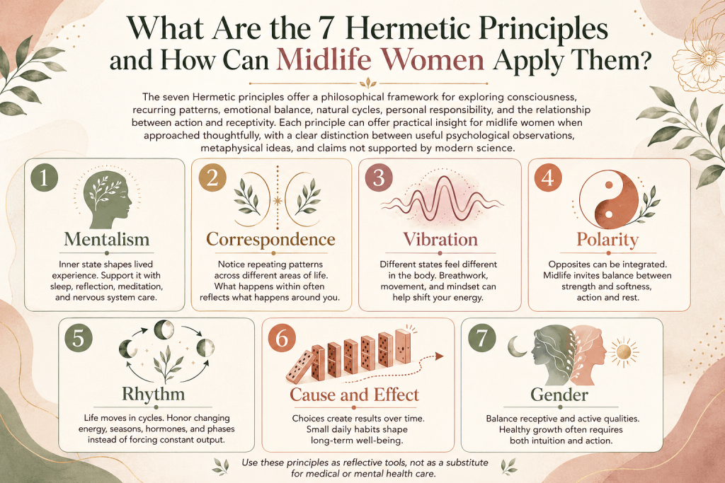 Seven Hermetic principles for midlife women.