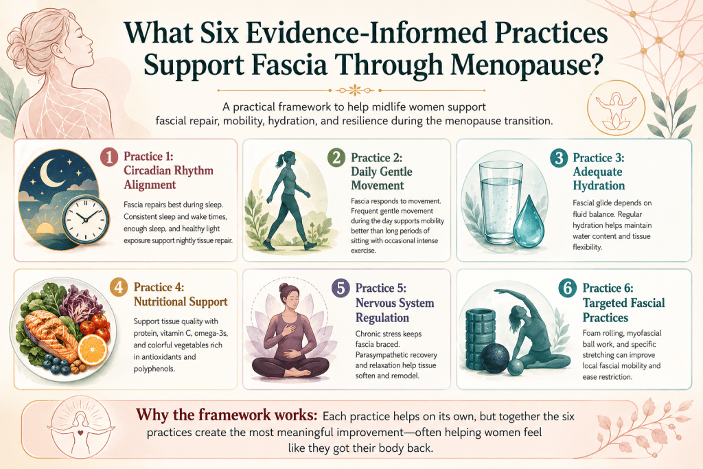 Six practices supporting fascia through menopause.