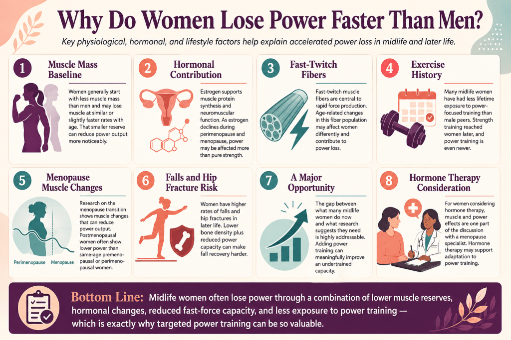 Women’s power loss factors in midlife infographic.