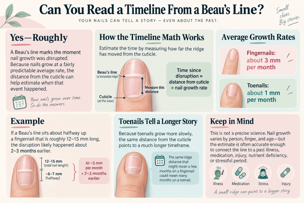 Beau’s line nail growth timeline infographic