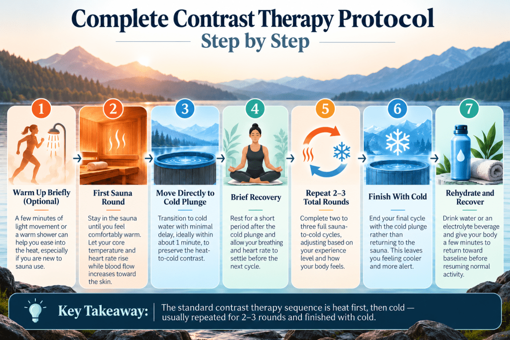 Step-by-step contrast therapy protocol infographic