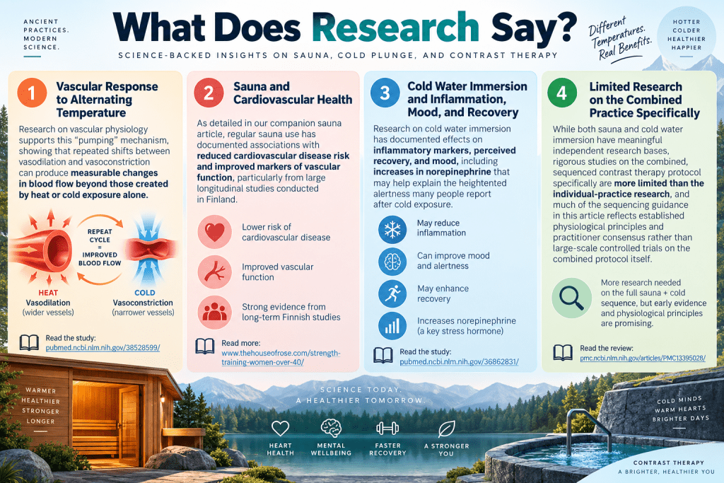 Research on sauna, cold plunge, and contrast therapy.