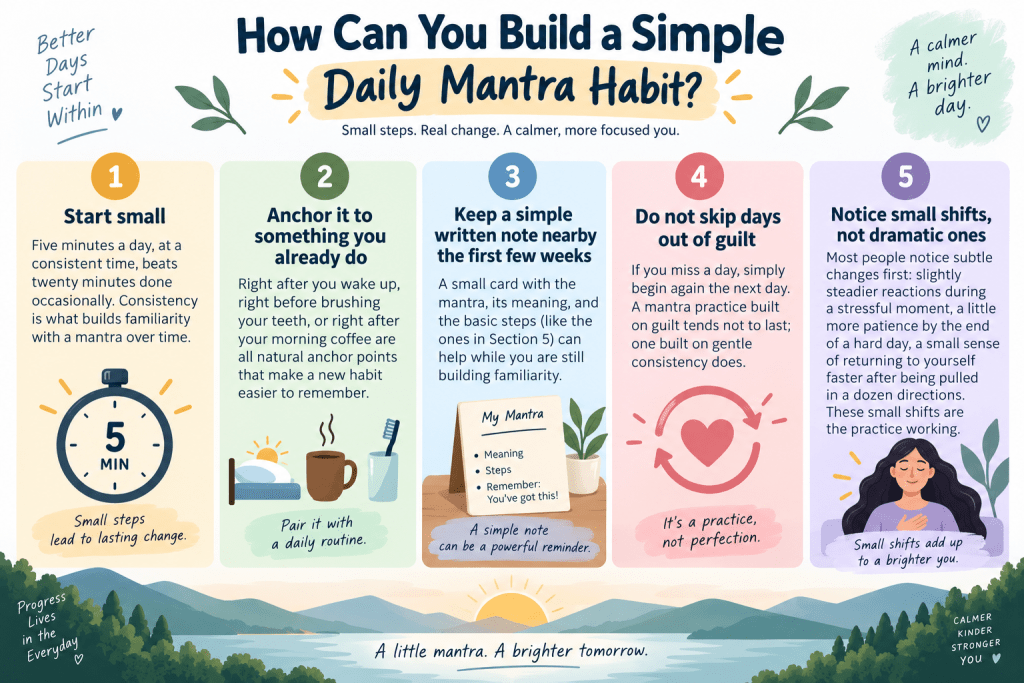 Daily mantra habit tips infographic
