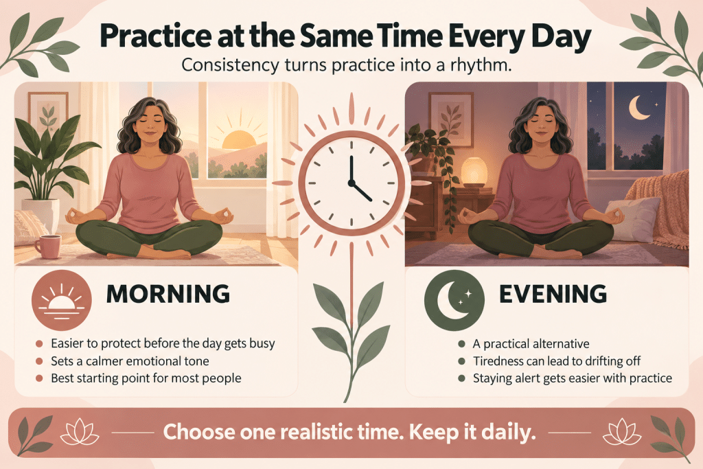 Morning and evening meditation routine.