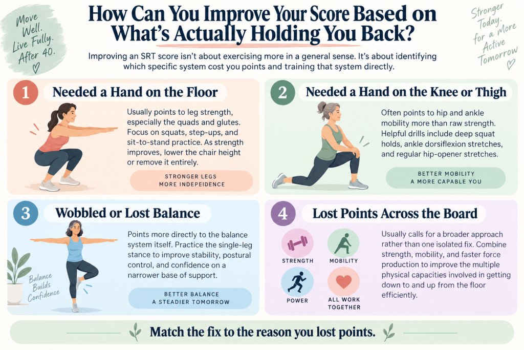 Improve SRT score with strength, mobility, and balance training.
