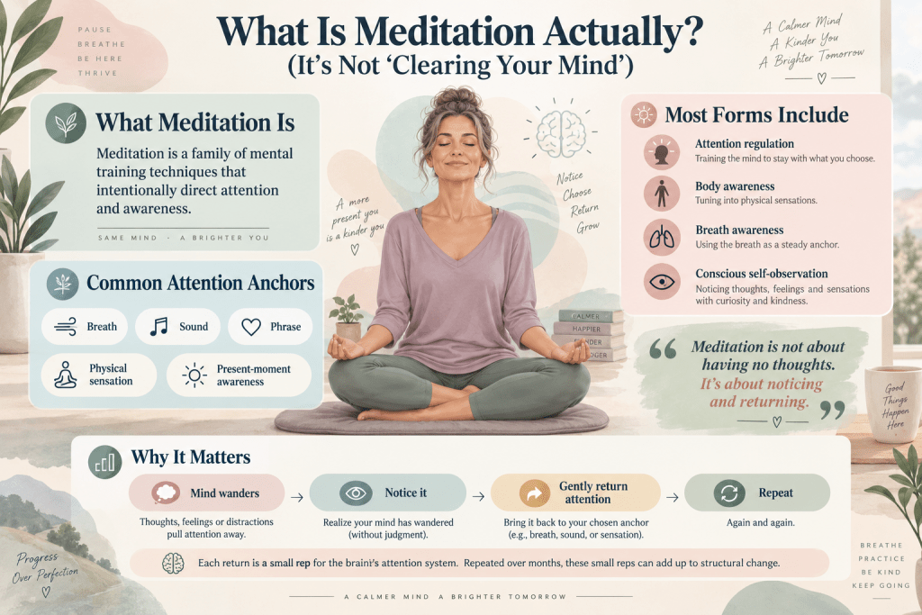 Meditation attention and awareness infographic