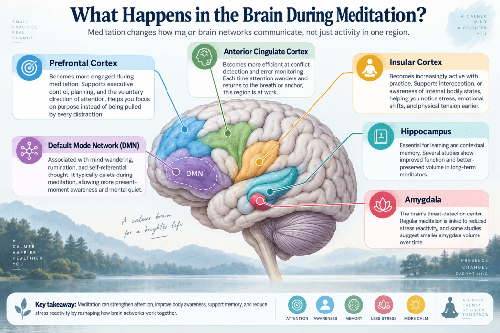 Brain changes during meditation infographic