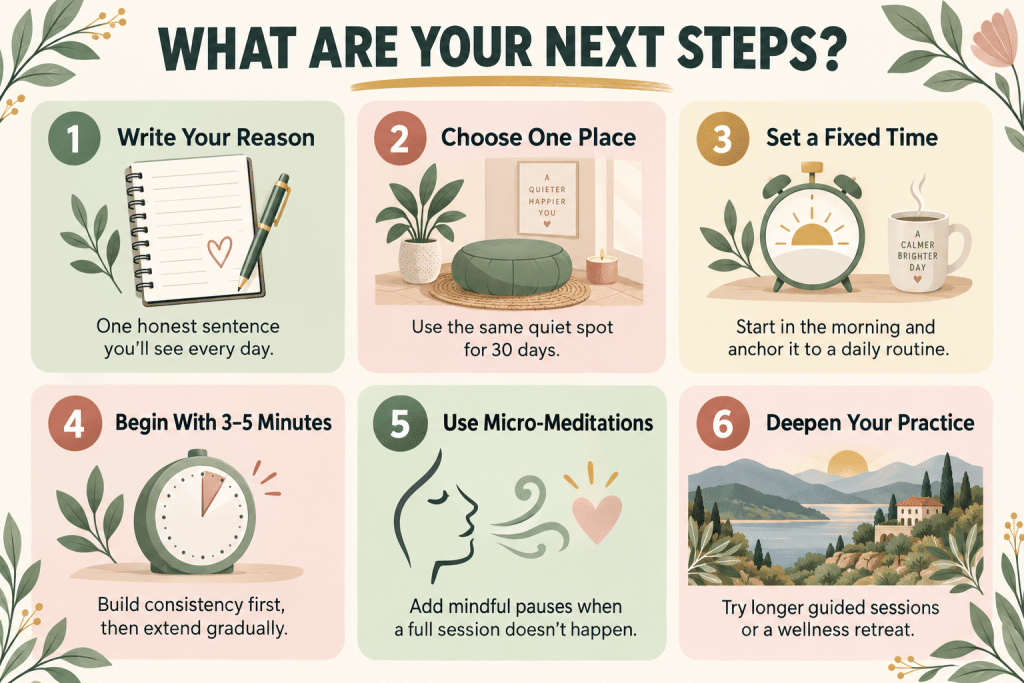 Six steps to build a meditation habit.
