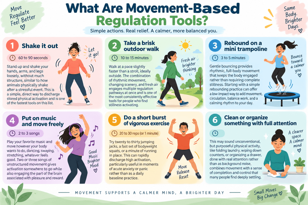 Movement-based regulation tools for calming the nervous system