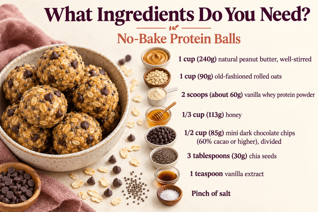 Ingredients for no-bake protein balls.