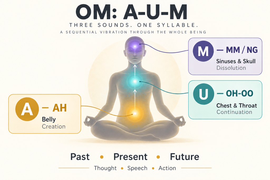 OM AUM body resonance infographic.