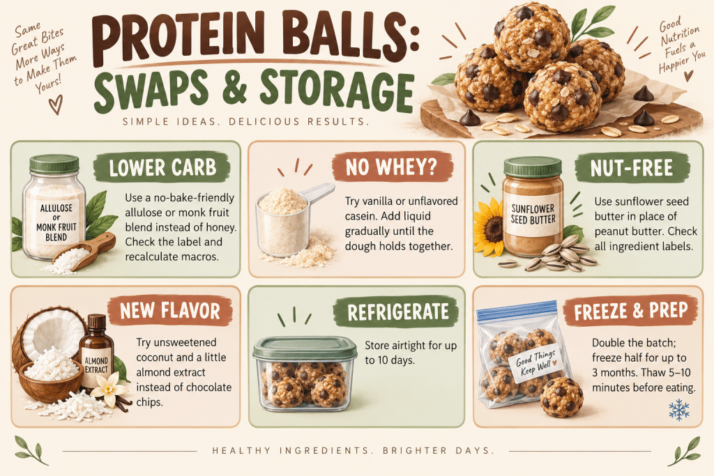 Protein ball swaps and storage tips.