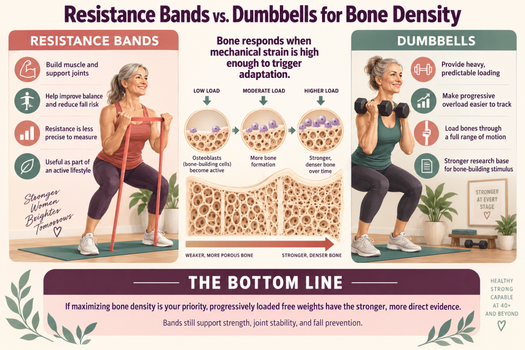 Resistance bands vs. dumbbells for bone density.