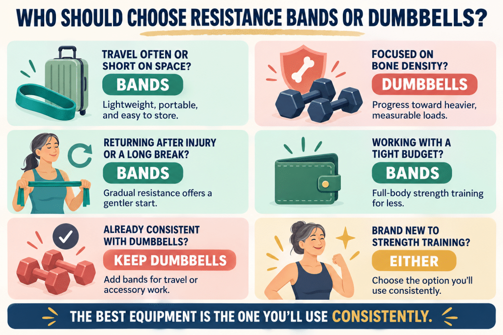 Resistance bands vs. dumbbells guide.