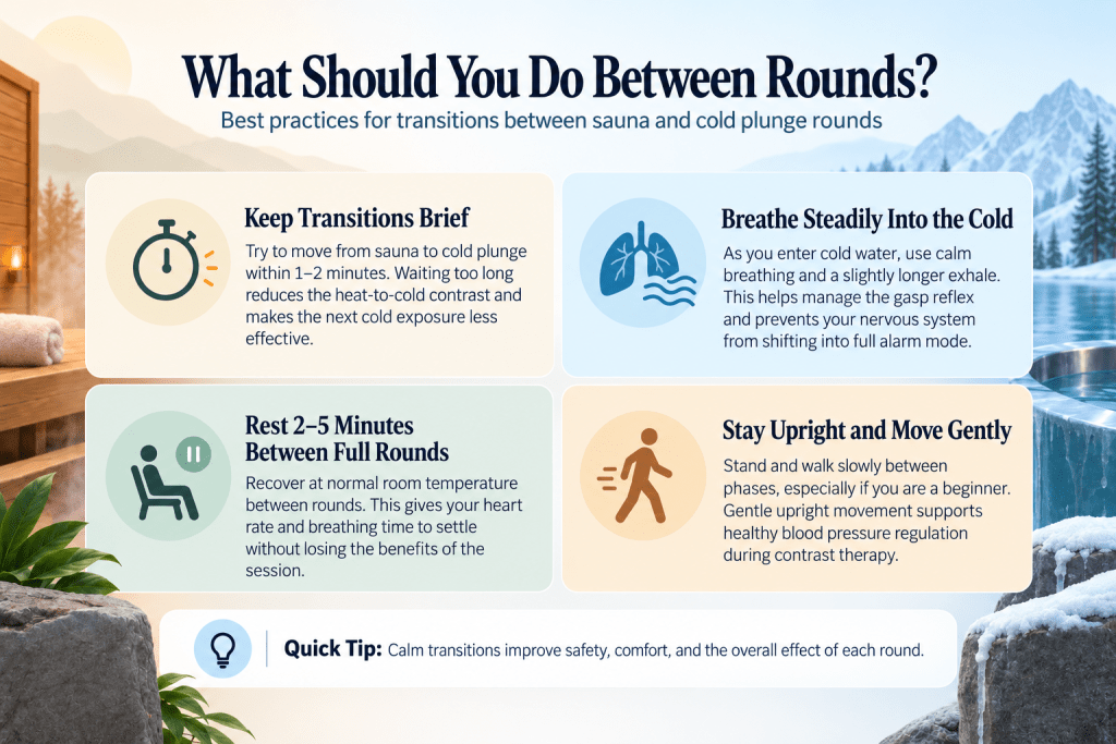 Sauna and cold plunge between-round tips