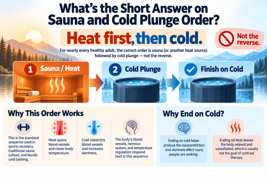 Sauna first, then cold plunge infographic