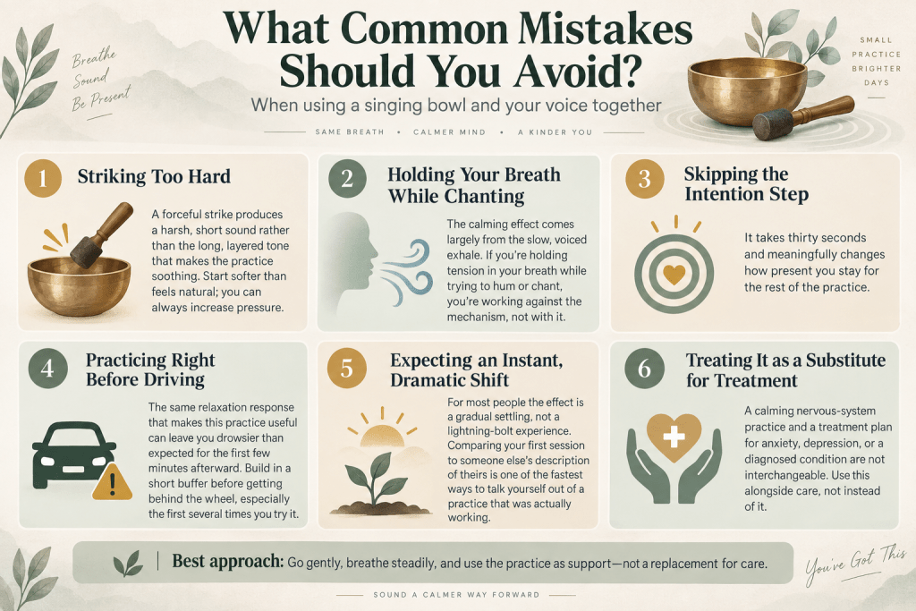 Common singing bowl practice mistakes infographic