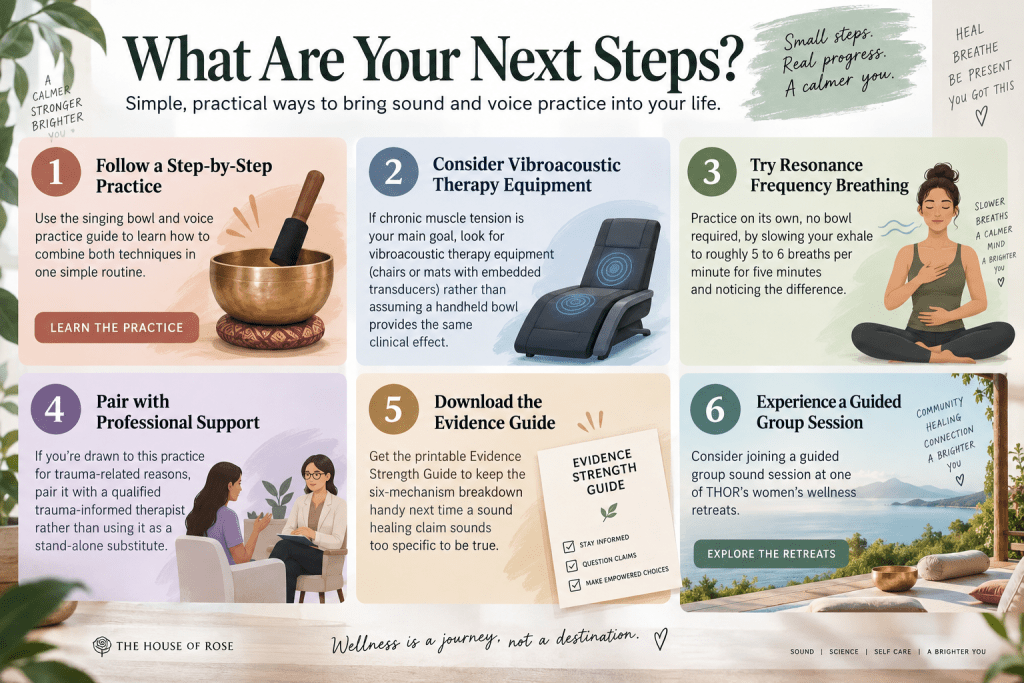 Sound healing next steps and wellness practices.