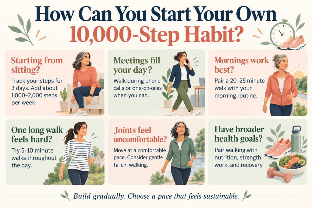 Six ways to start a daily walking habit.