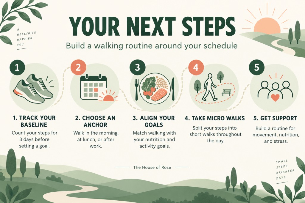 Five steps to build a walking routine.
