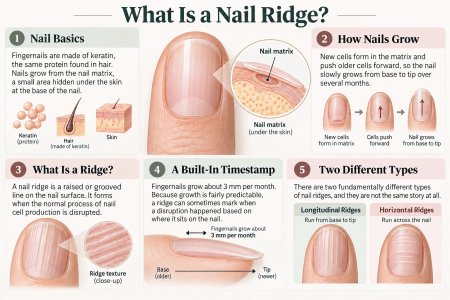 Nail ridge types and nail growth infographic