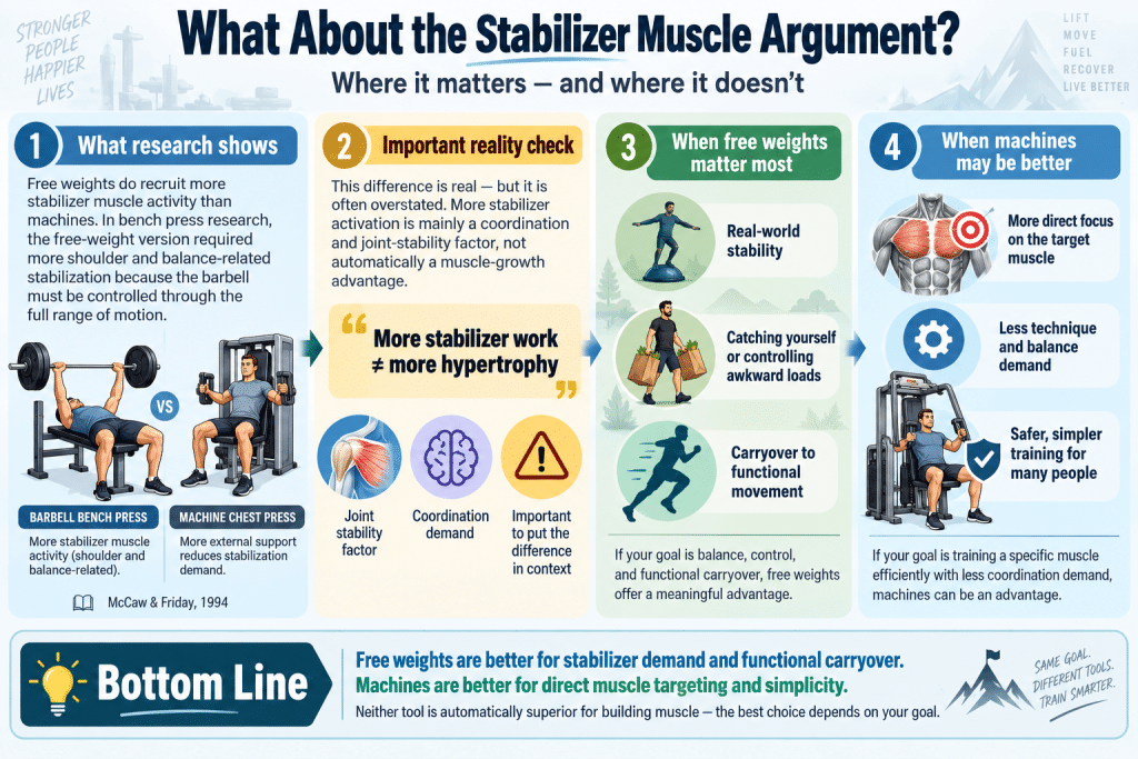 Free weights vs machines for stabilizer muscles