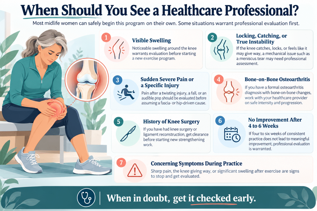 Signs of knee pain that require medical evaluation.
